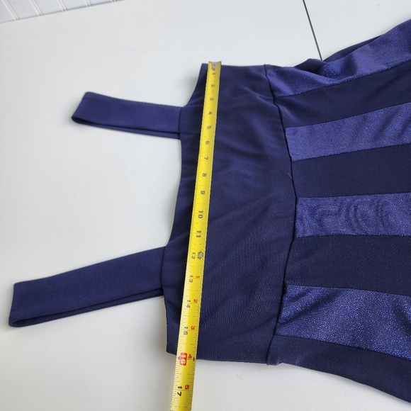 R&M Richards Navy Blue Spark Stretch Knee Length Sleeveless Dress Sz 8P - Picture 13 of 13